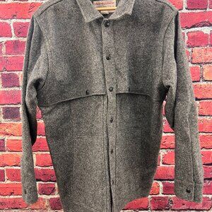 Filson Cape Coat Style 95 Black & Gray Herringbone Pattern,  Large, Made in USA